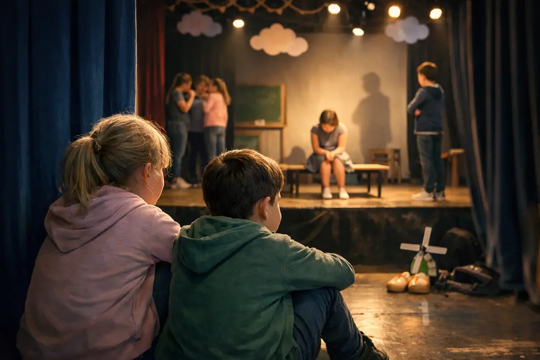 Hoofdvoorstelling Wachten behandelt het thema pesten met schoolmusical